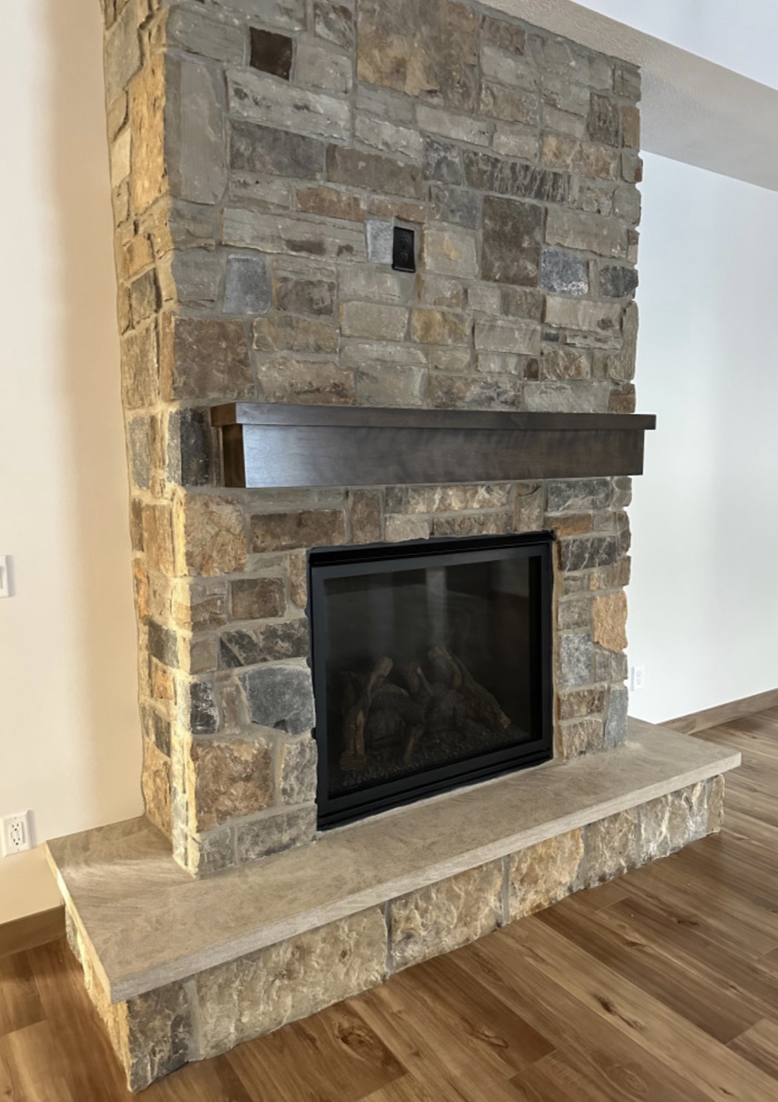 Stone fireplace